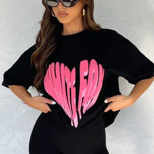 Love Burst Oversized Tee Black