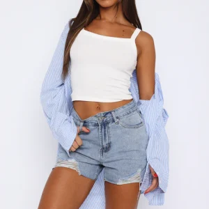 On Vacay Denim Shorts Blue