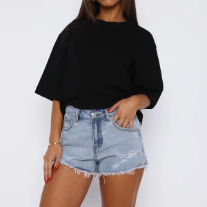 Push My Buttons Denim Shorts Mid Blue