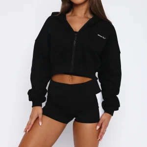 She's Effortless Cropped Hoodie Black