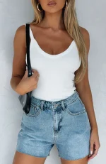 Sweet Serenity Denim Shorts Mid Blue